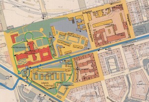 Karta över kvarteren kring Rosenlundsparken 